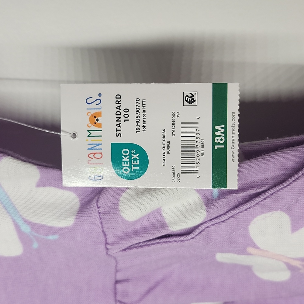 Garanimals Girls Purple Butterfly Skater Knit Dress Short Sleeve 18M NWT - Picture 2 of 3